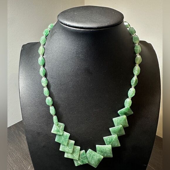 SALE! All nephrite jade and glass seed bead necklace!! - Picture 1 of 8